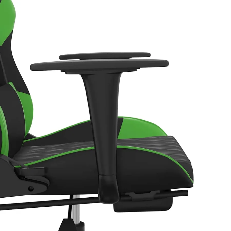 Chaise de jeu de massage avec repose-pied Noir&Vert Similicuir - 10