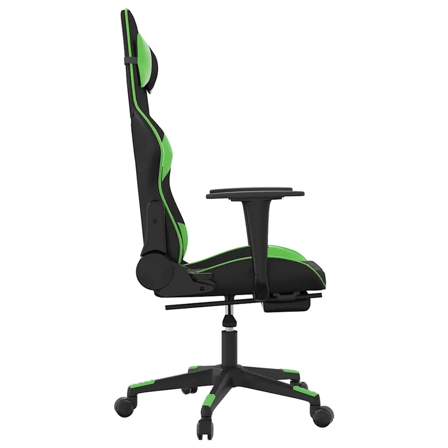 Chaise de jeu de massage avec repose-pied Noir&Vert Similicuir - 5