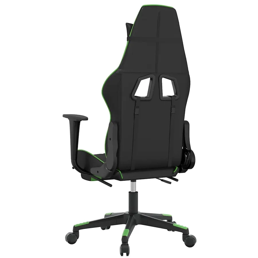 Chaise de jeu de massage avec repose-pied Noir&Vert Similicuir - 6