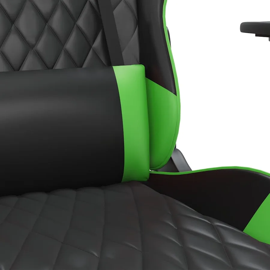 Chaise de jeu de massage avec repose-pied Noir&Vert Similicuir - 9