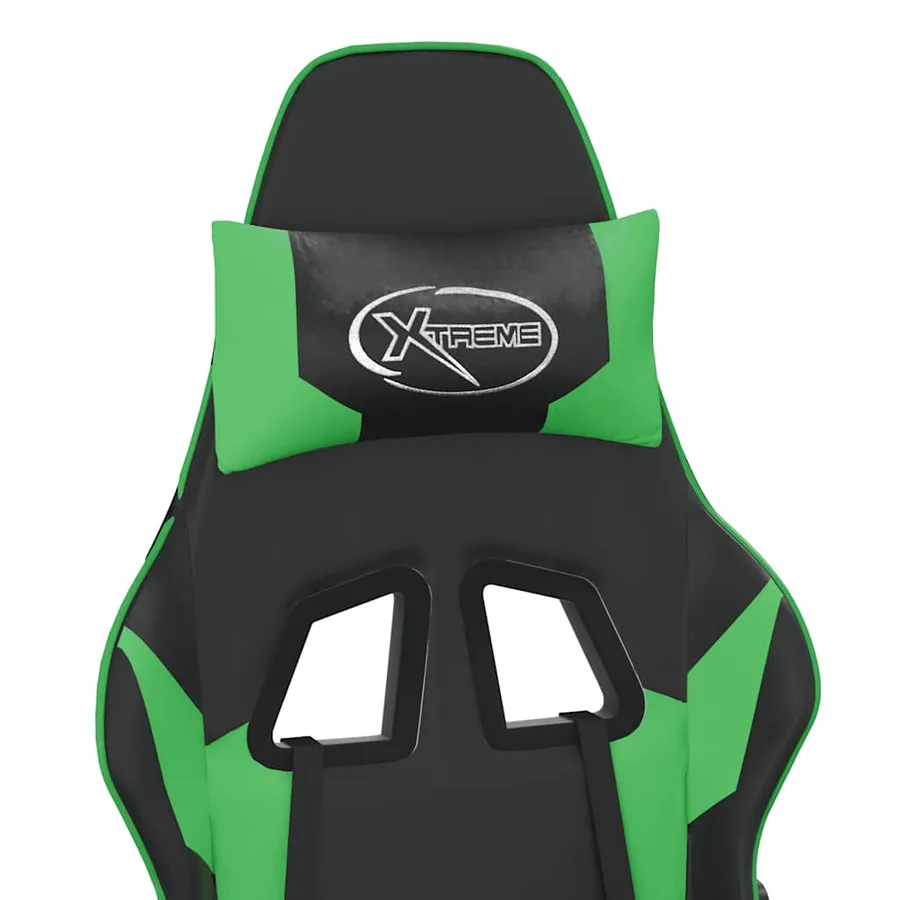 Chaise de jeu de massage et repose-pied Noir et vert Similicuir - 10