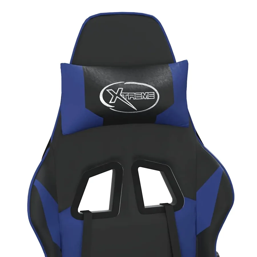 Chaise de jeu de massage et repose-pied Noir et bleu Similicuir - 10