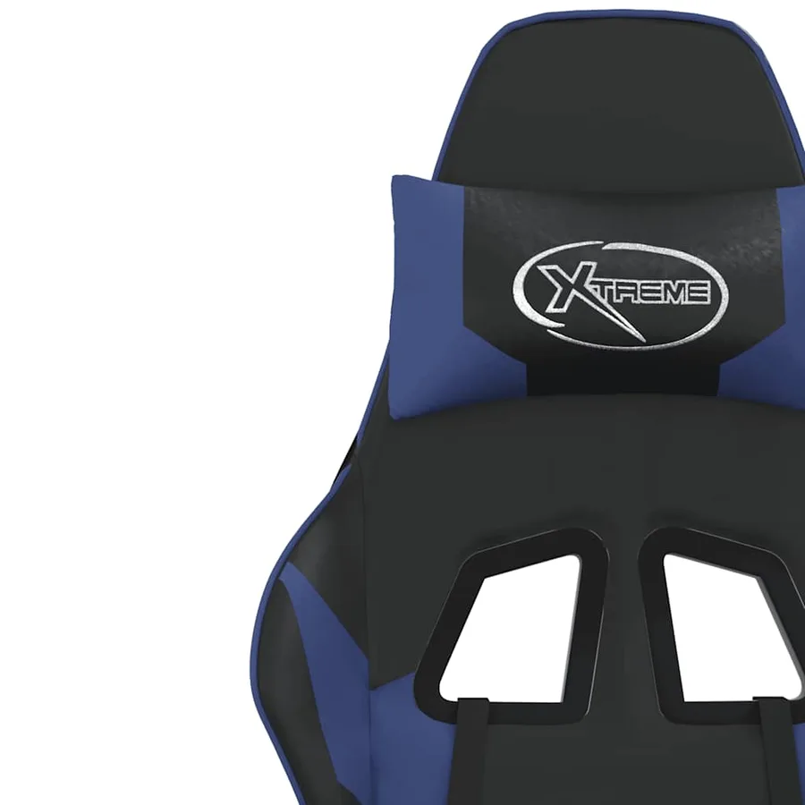 Chaise de jeu de massage et repose-pied Noir et bleu Similicuir - 12