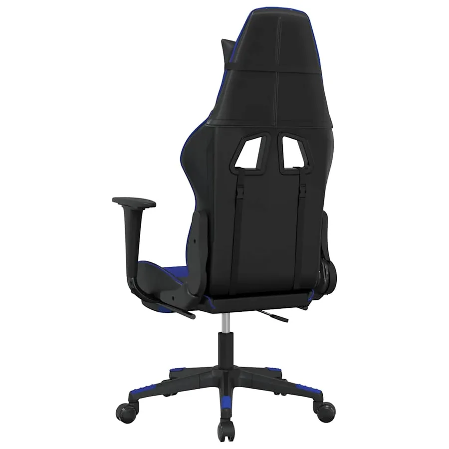 Chaise de jeu de massage et repose-pied Noir et bleu Similicuir - 6