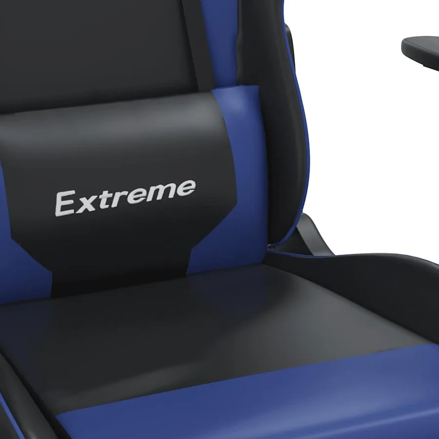 Chaise de jeu de massage et repose-pied Noir et bleu Similicuir - 9