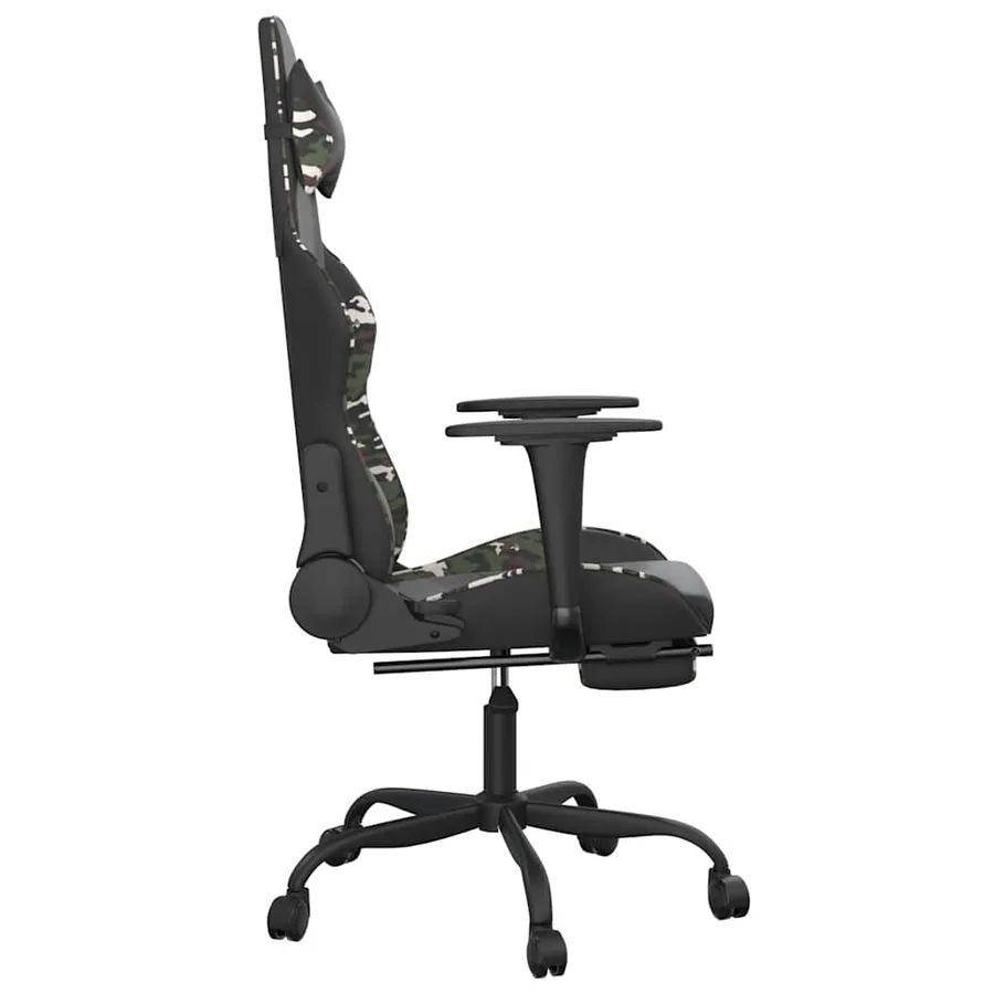 Chaise de jeu de massage repose-pied Noir&Camouflage Similicuir - 5