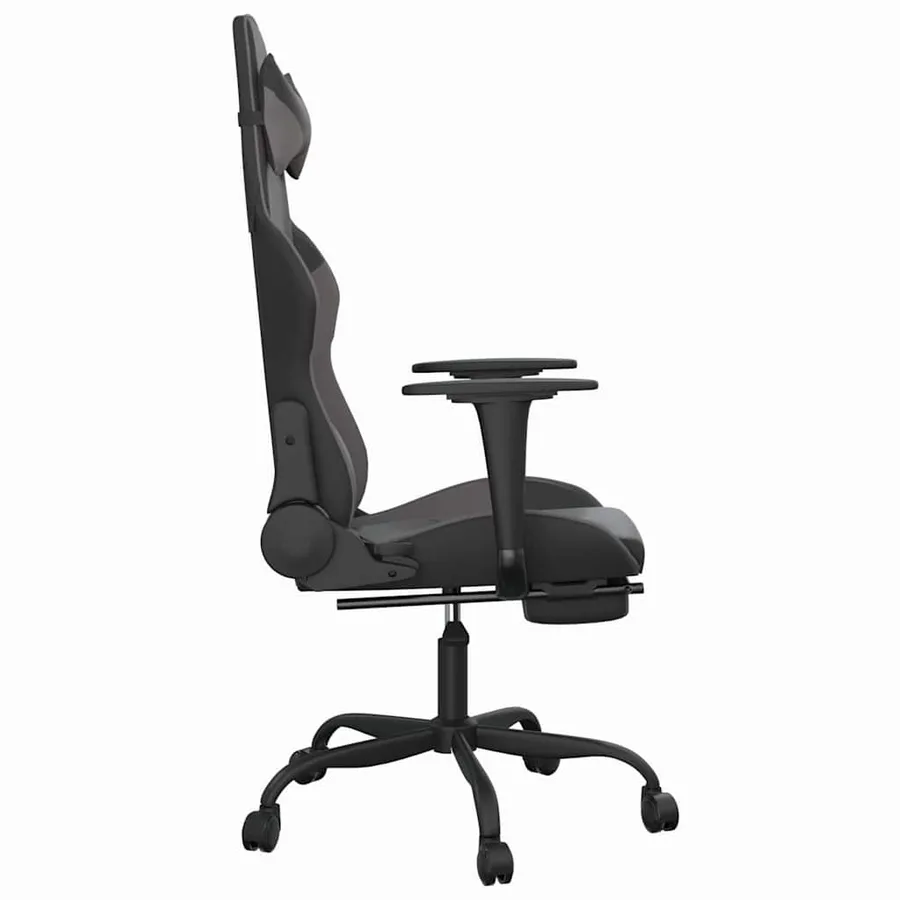 Chaise de jeu de massage avec repose-pied Noir&Gris Similicuir - 5