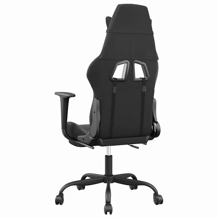 Chaise de jeu de massage avec repose-pied Noir&Gris Similicuir - 6