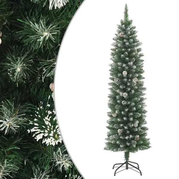 Sapin de Noël artificiel mince avec support 210 cm PVC