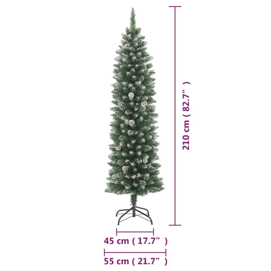 Sapin de Noël artificiel mince avec support 210 cm PVC - 8