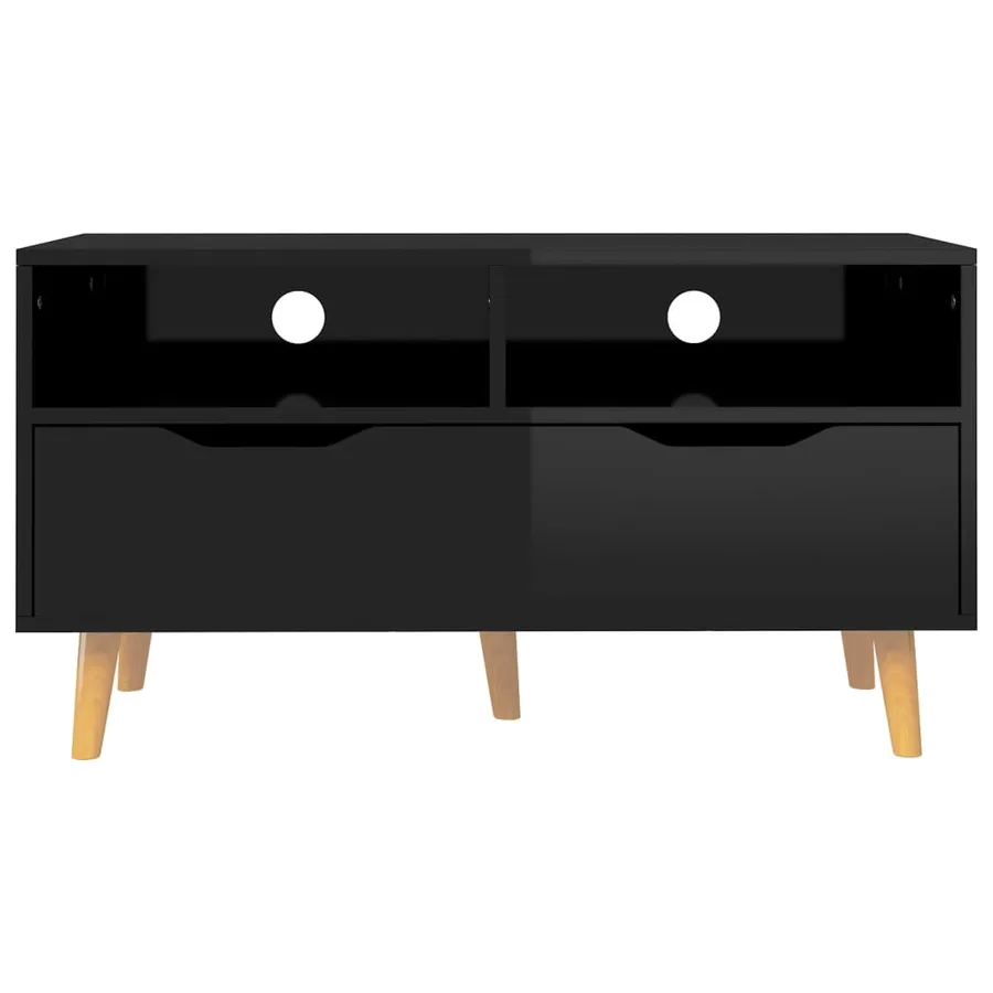 Meuble TV noir brillant 90x40x48,5 cm bois d'ingénierie - 5