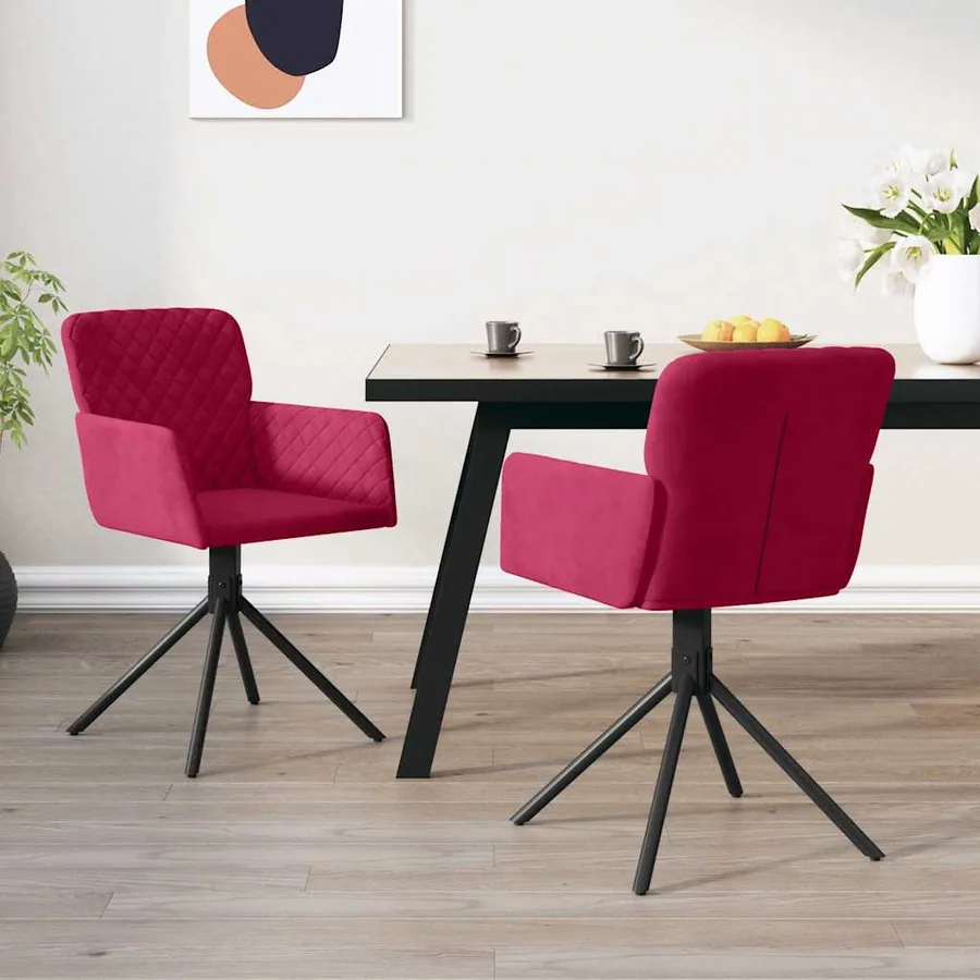 Chaises pivotantes à manger lot de 2 Rouge bordeaux Velours