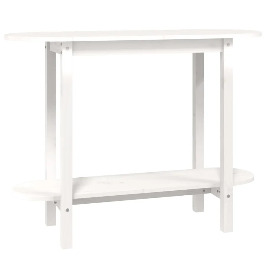 Table console Blanc 110x40x80 cm Bois massif de pin - 2