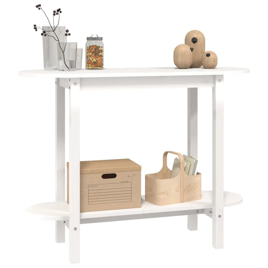 Table console Blanc 110x40x80 cm Bois massif de pin - 4