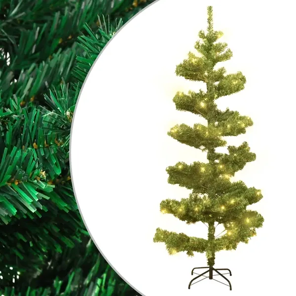 Arbre de Noël hélicoïdal pré-éclairé et support vert 150 cm PVC