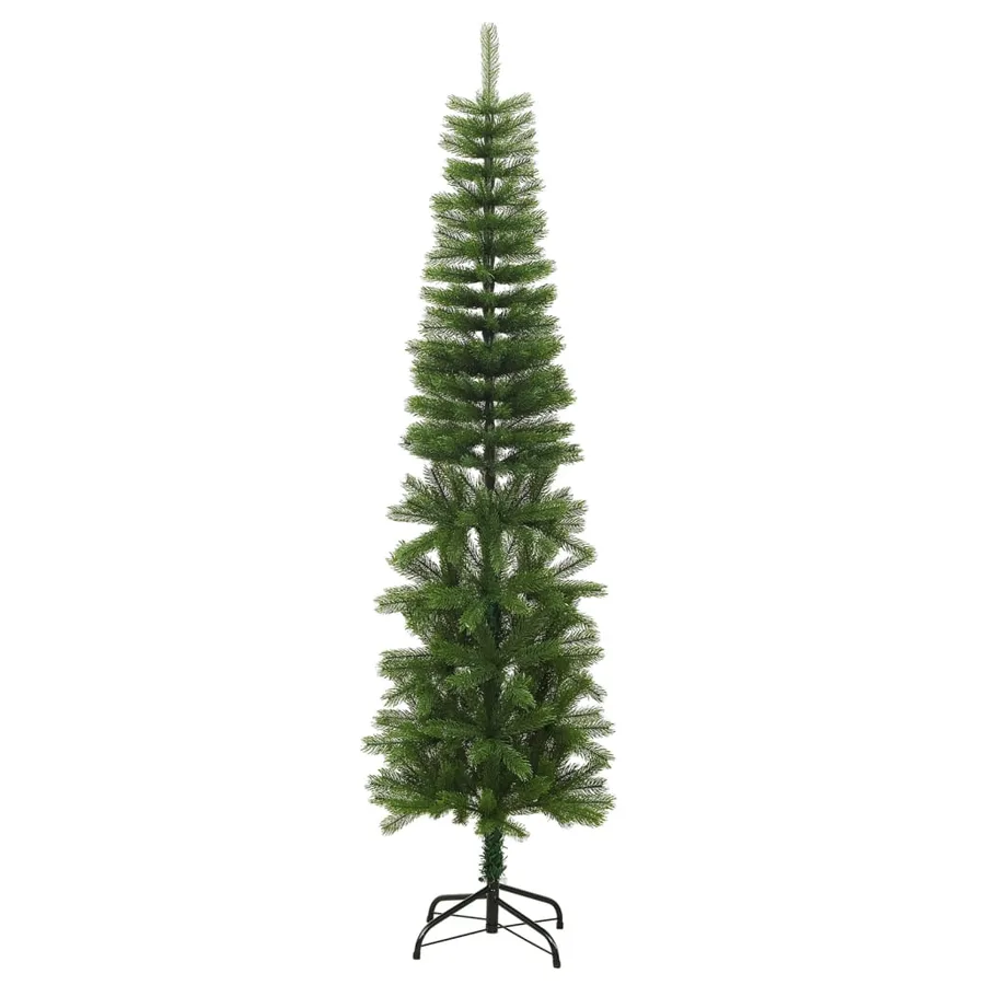 Sapin de Noël artificiel mince avec support 210 cm PE - 2