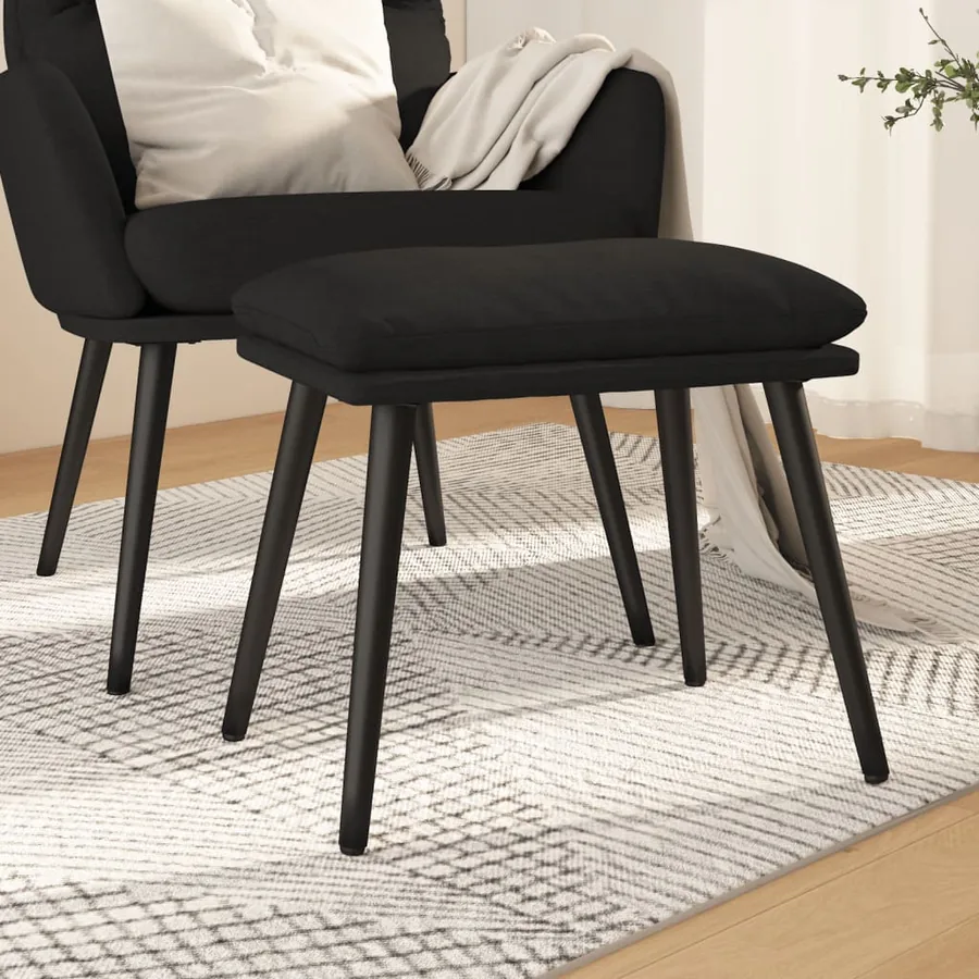Repose-pied Noir 45x29,5x35 cm Tissu