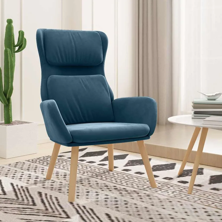 Chaise de relaxation Bleu Velours