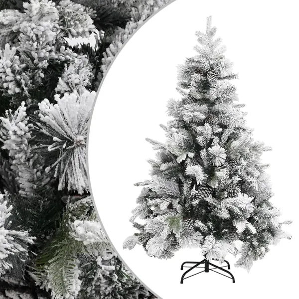 Sapin de Noël à flocons de neige et pommes de pin 150 cm PVC/PE