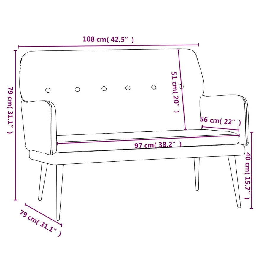 Banc Marron 108x79x79 cm Velours - 8