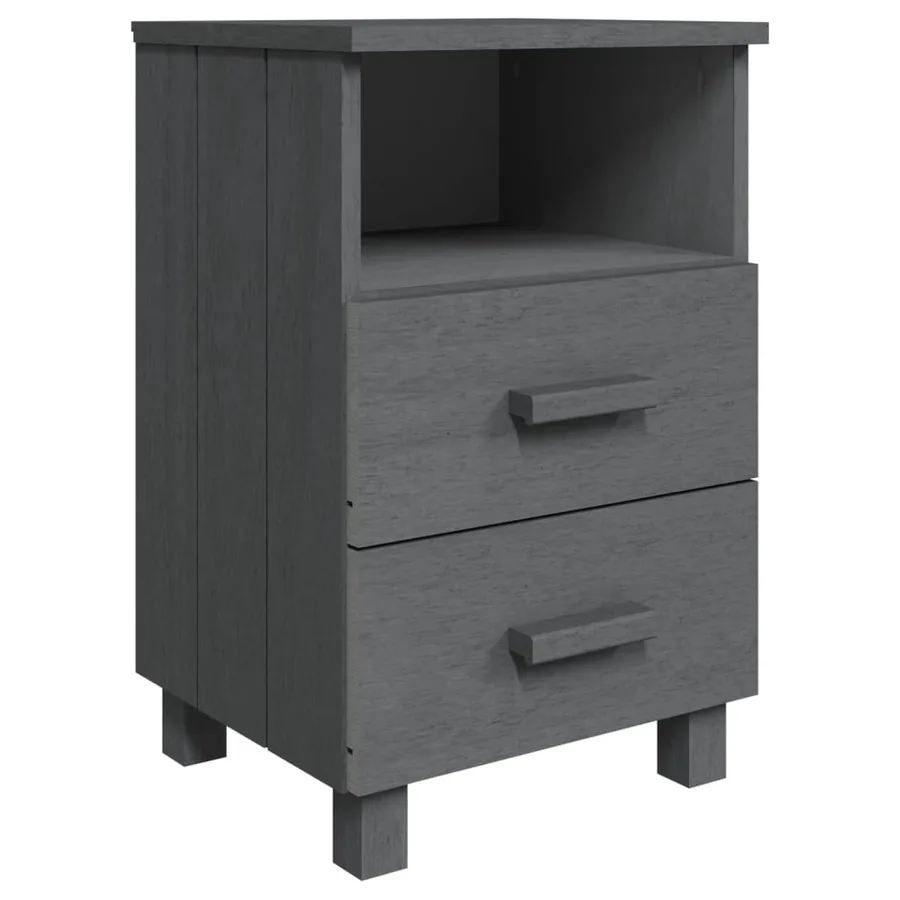Table de chevet HAMAR Gris foncé 40x35x62 cm Bois de pin massif - 2