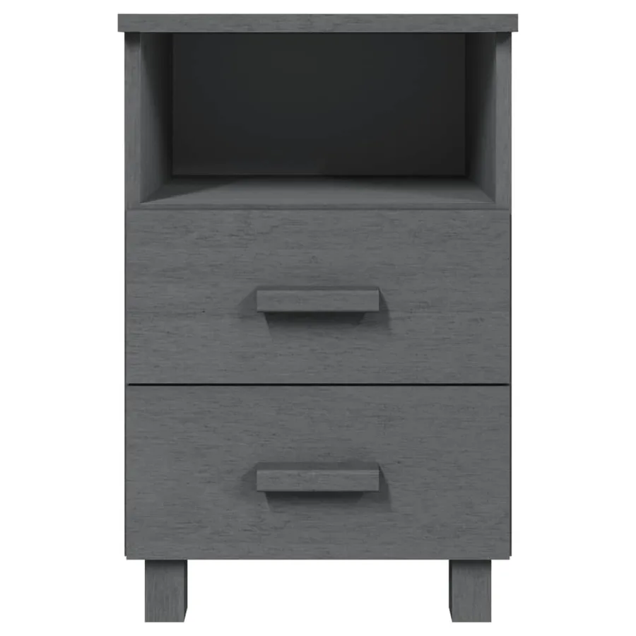 Table de chevet HAMAR Gris foncé 40x35x62 cm Bois de pin massif - 3