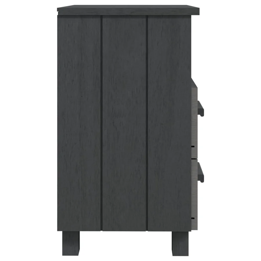 Table de chevet HAMAR Gris foncé 40x35x62 cm Bois de pin massif - 4