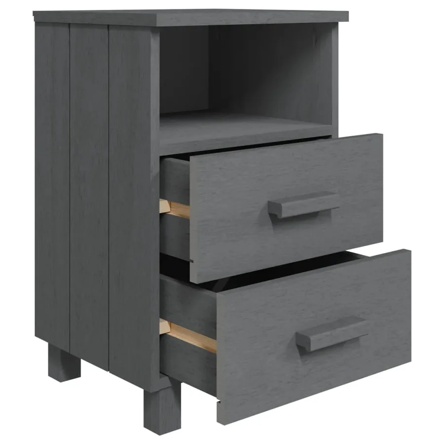 Table de chevet HAMAR Gris foncé 40x35x62 cm Bois de pin massif - 5