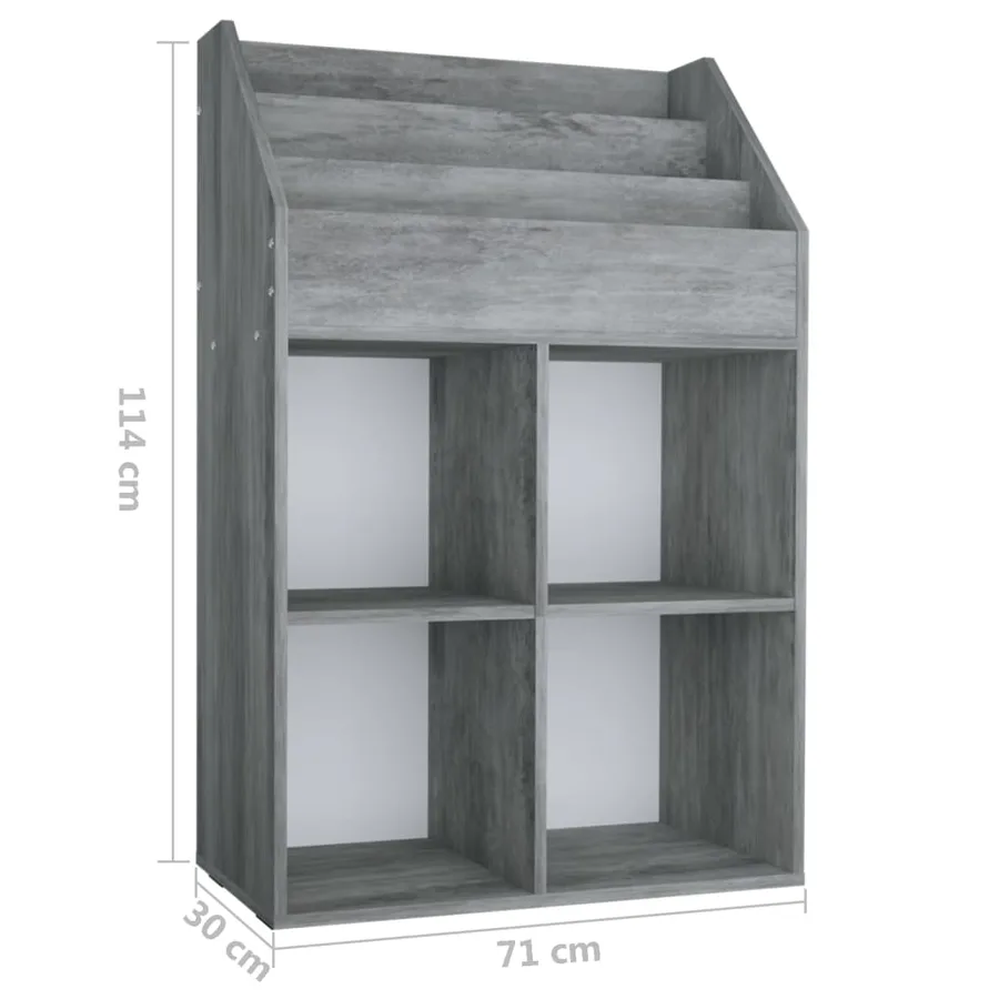 Porte-revue pour enfants Gris béton 71x30x114cm Bois ingénierie - 6