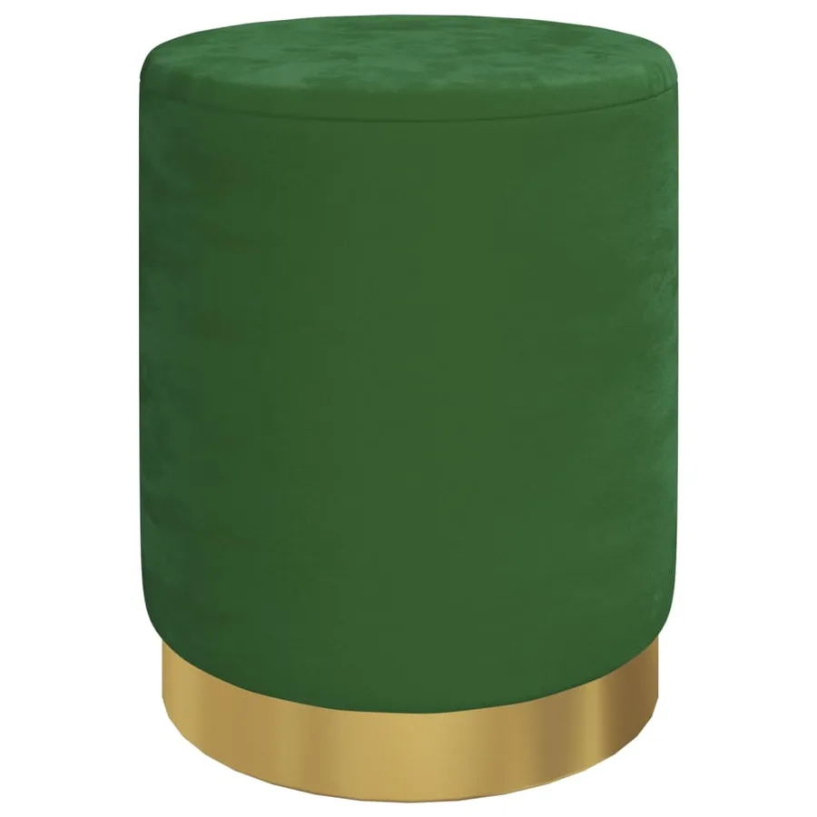 Tabouret de rangement rond Vert Velours 31 x 37 cm - 2