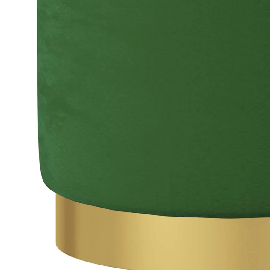 Tabouret de rangement rond Vert Velours 31 x 37 cm - 4