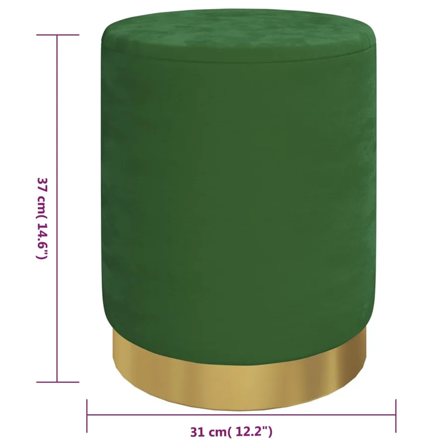 Tabouret de rangement rond Vert Velours 31 x 37 cm - 6