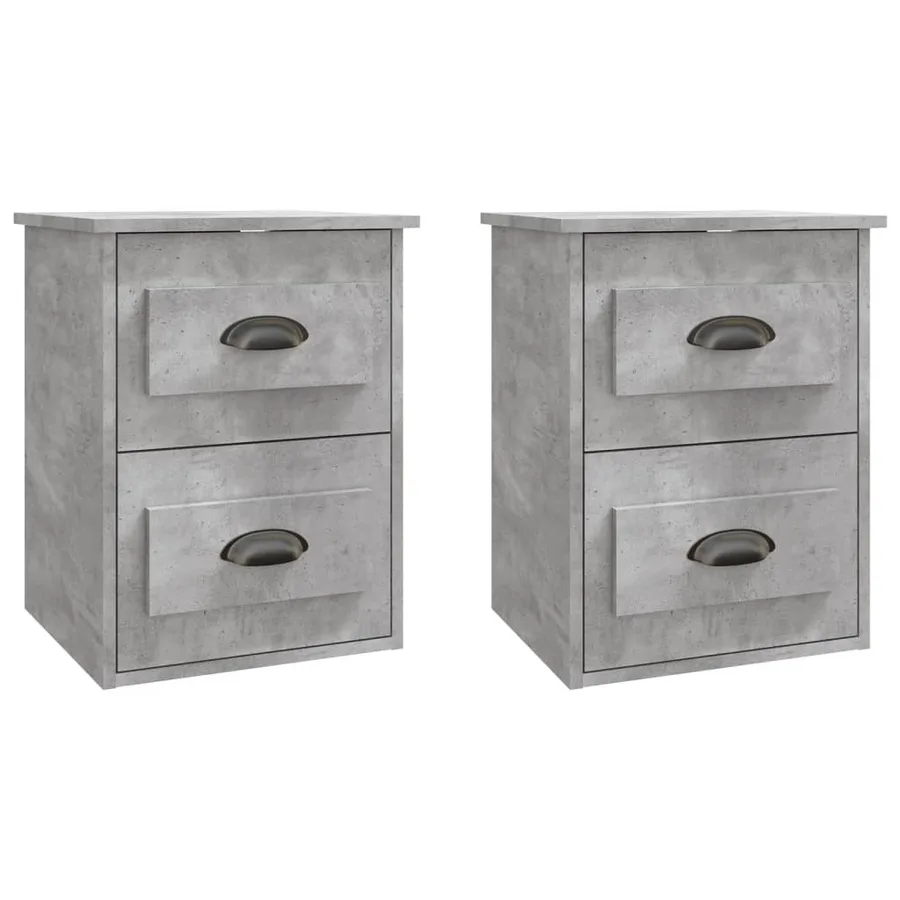 Tables de chevet murales 2 pcs gris béton 41,5x36x53 cm - 2