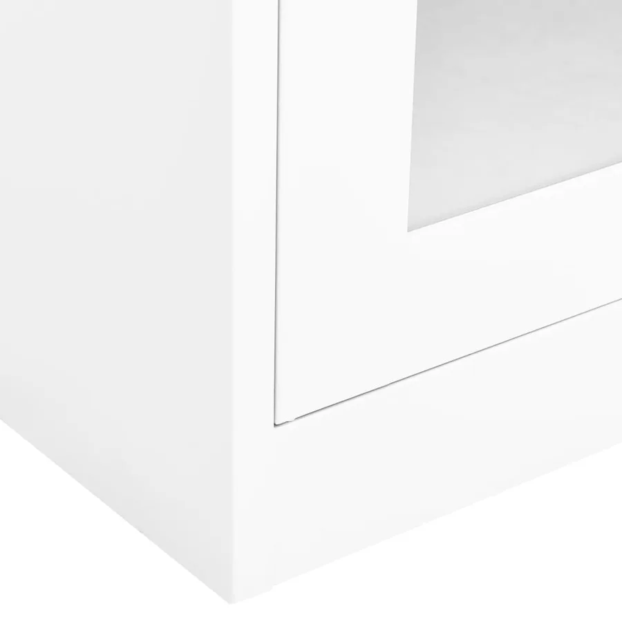 Armoire de bureau Blanc 90x40x180 cm Acier et verre trempé - 6