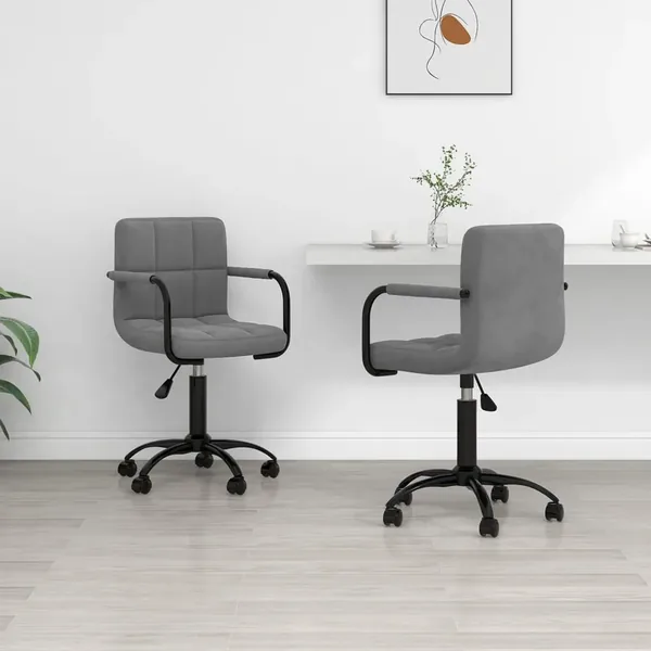 Chaises pivotantes à manger lot de 2 gris foncé velours
