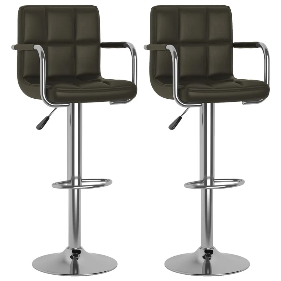 Tabourets de bar lot de 2 marron similicuir - 2