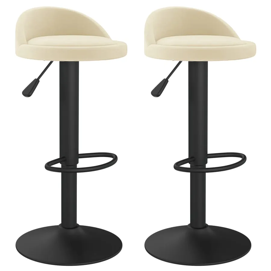 Tabourets de bar lot de 2 crème velours - 2