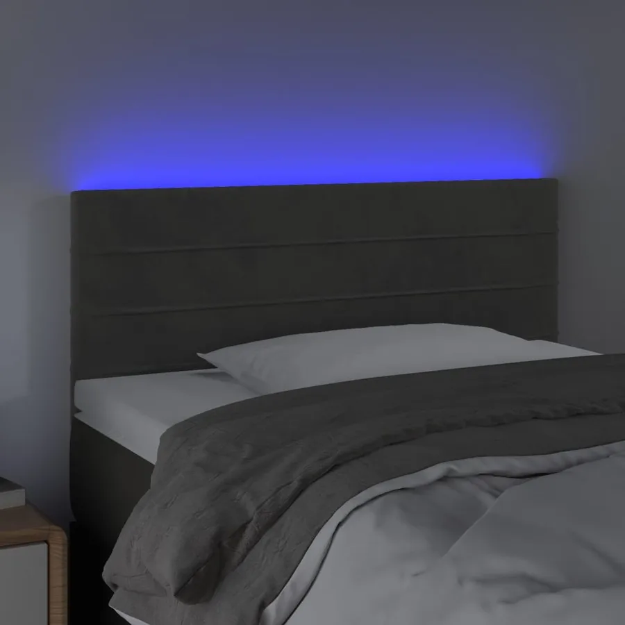 Tête de lit à LED Gris foncé 90x5x78/88 cm Velours - 3