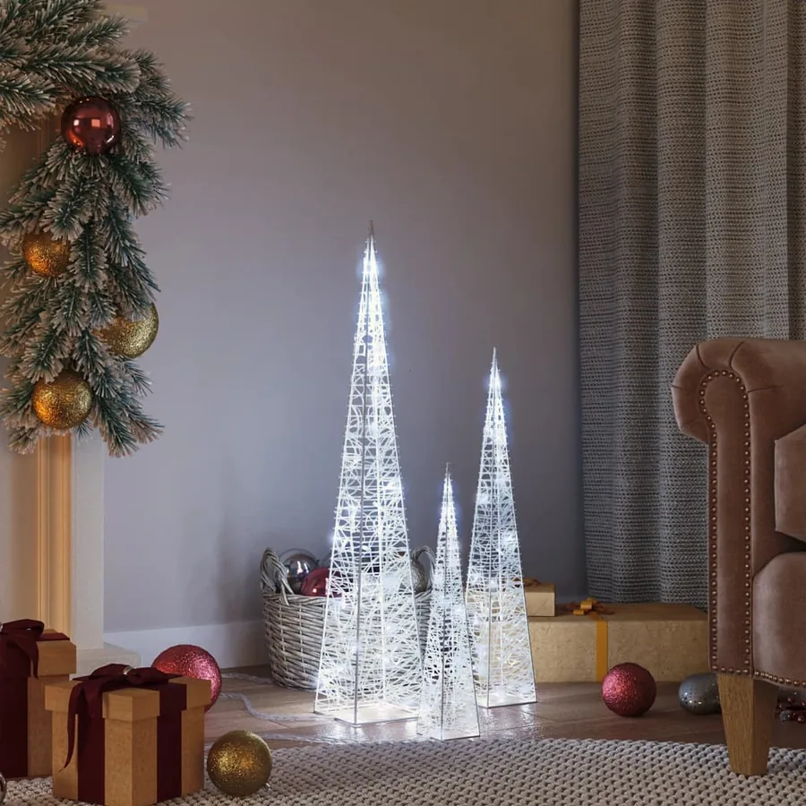 Jeu de cônes lumineux à LED Acrylique Blanc froid 30/45/60 cm