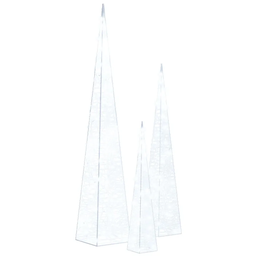Jeu de cônes lumineux à LED Acrylique Blanc froid 30/45/60 cm - 2
