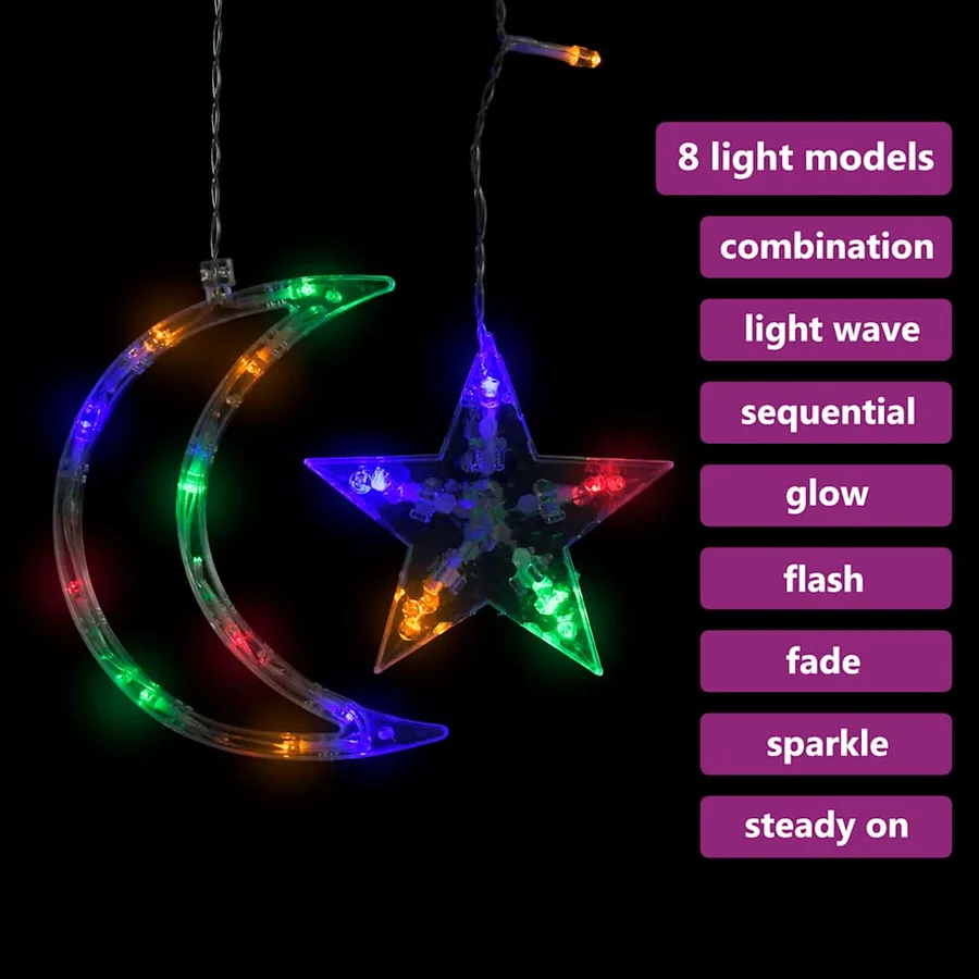 Guirlande lumineuse étoile et lune avec télécommande 138 LED - 4