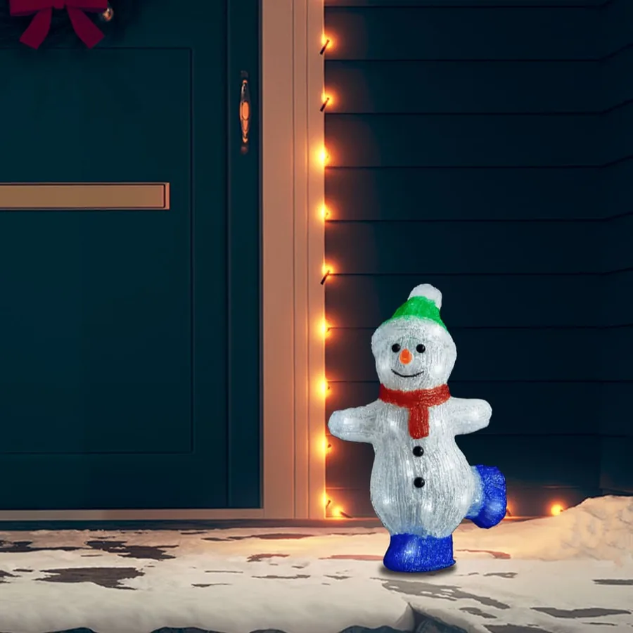 Silhouette de bonhomme de neige de Noël LED Acrylique 30 cm