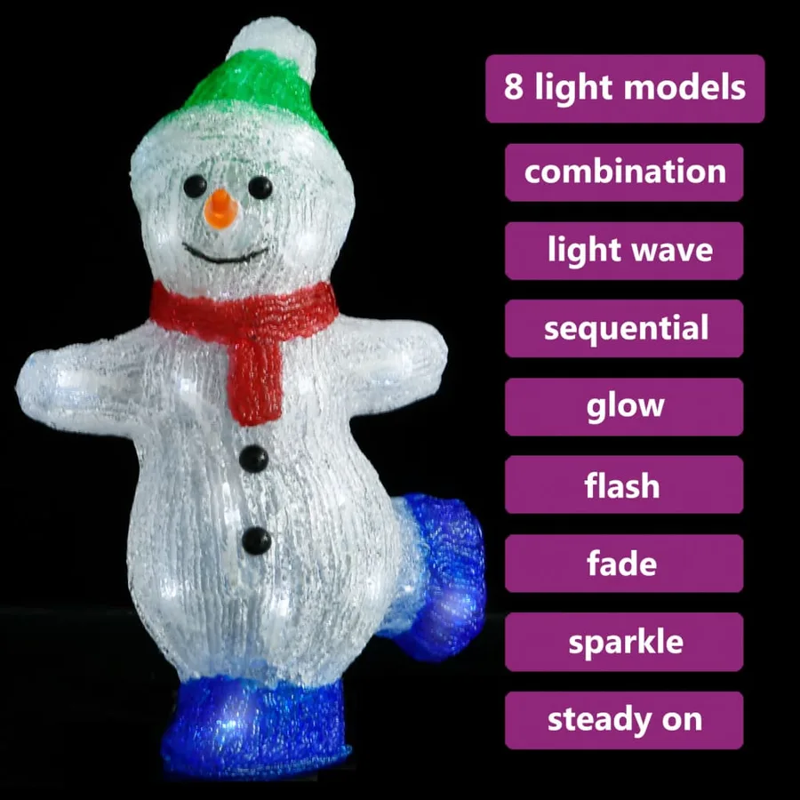 Silhouette de bonhomme de neige de Noël LED Acrylique 30 cm - 3