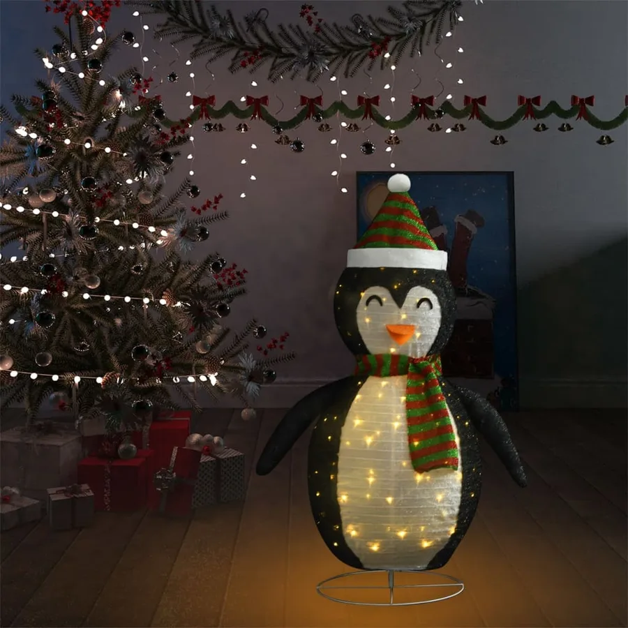 Décoration de Noël pingouin à LED Tissu de luxe 120 cm - 3