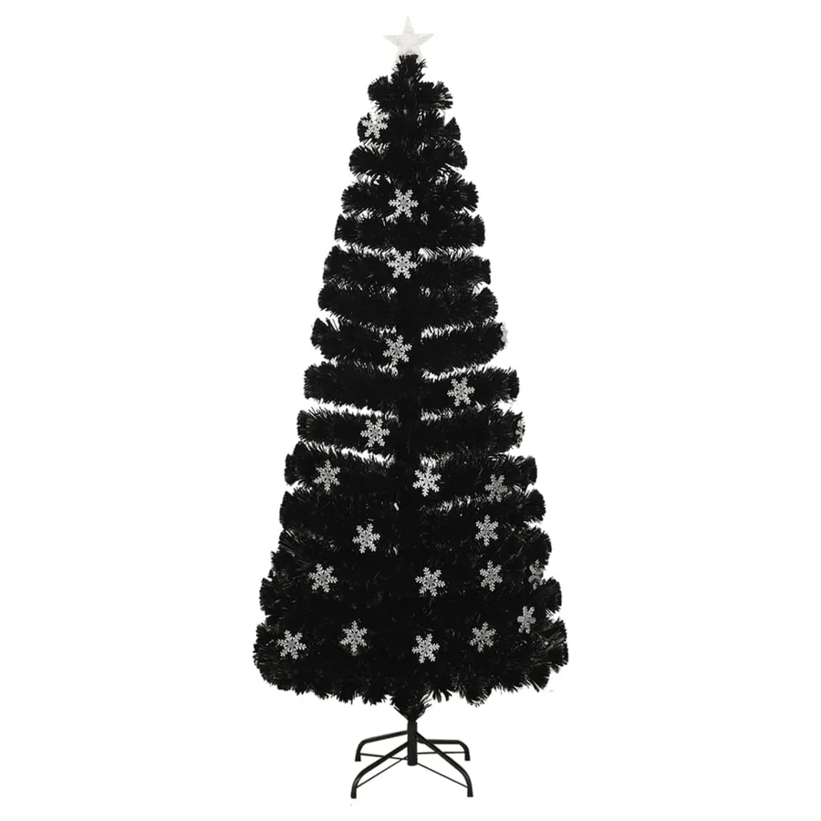 Sapin de Noël et flocons de neige LED Noir 210 cm Fibre optique - 2
