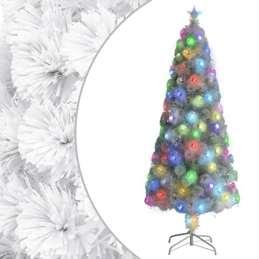 Arbre de Noël artificiel pré-éclairé blanc 240 cm fibre optique
