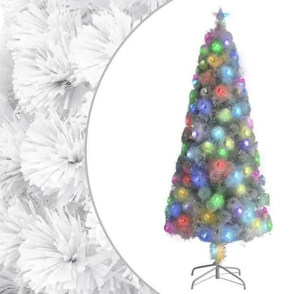 Arbre de Noël artificiel pré-éclairé blanc 240 cm fibre optique