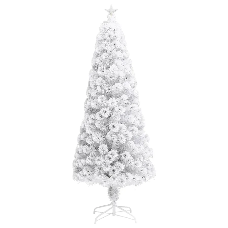 Arbre de Noël artificiel pré-éclairé blanc 240 cm fibre optique - 3