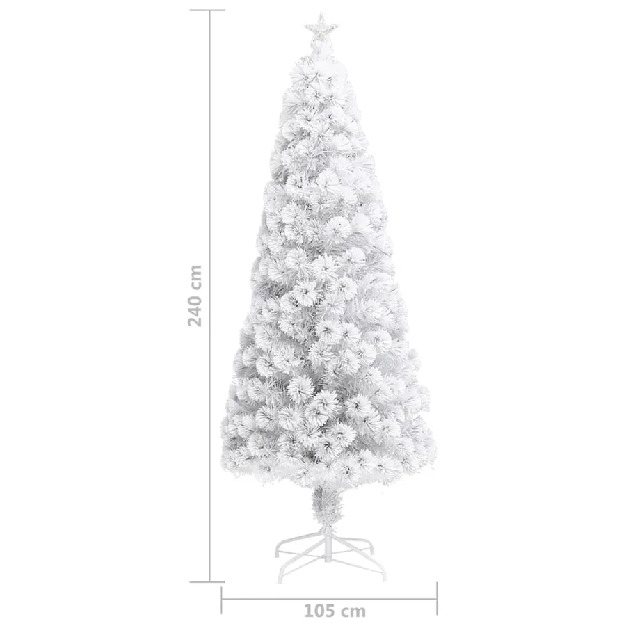 Arbre de Noël artificiel pré-éclairé blanc 240 cm fibre optique - 9