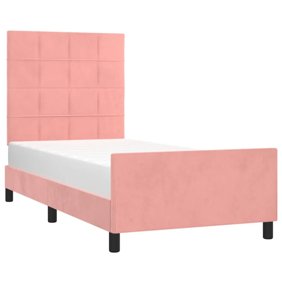 Cadre de lit sans matelas rose 90x190 cm velours - 3